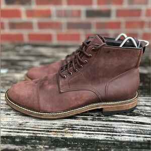 NWOB Warfield & Grand Men’s Brown Oiled Leather Lace-Up Boots Size 8 C7